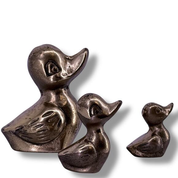 International Express Mfg Brass Duck Figurines  Set of 3 Sweden Mama Baby - Picture 1 of 4